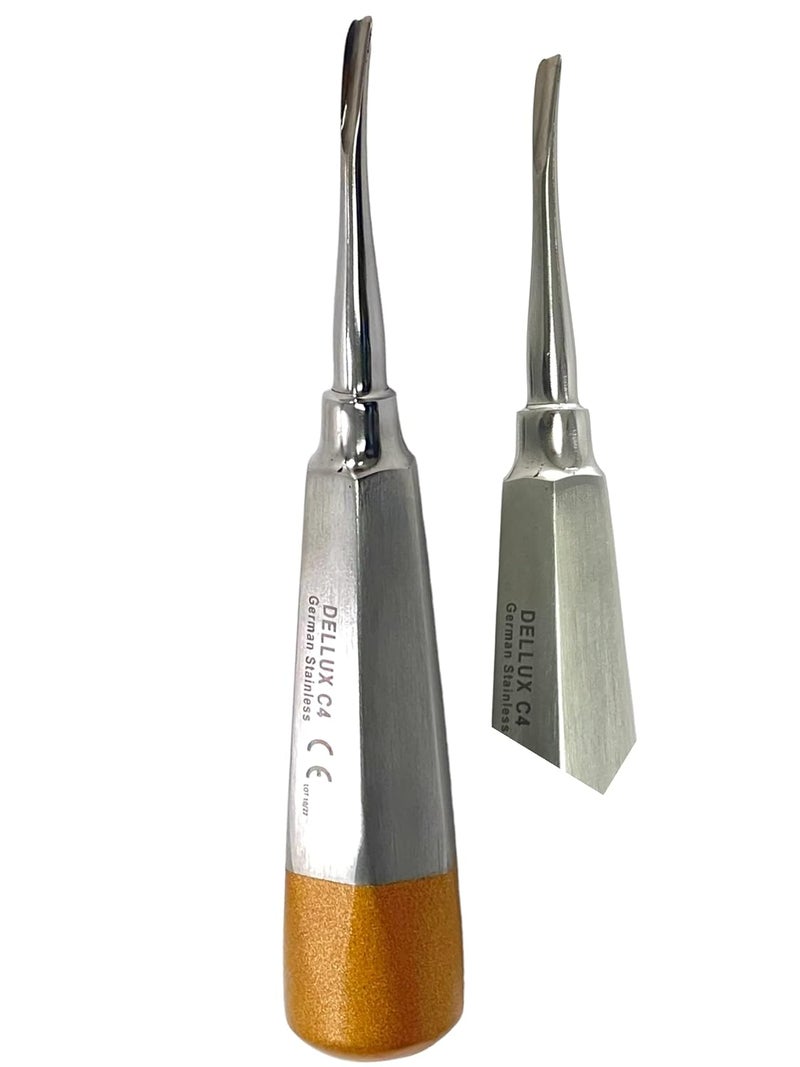 artlab -Dental Luxating Elevator Dental Root Elevators Straight Curved Tip-Periotome Luxating Elevator Apical Root Dental Elavators Extracting Extraction (Elevator cvd 4mm Gold) - Image 4